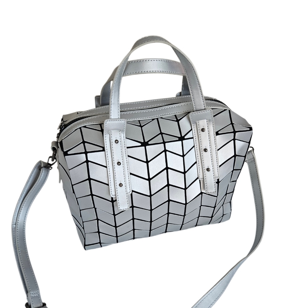 Emilio Pepe Italy Silver Geometric Women's Handbag